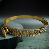 Elegant Double Diamond Line Zip Chain Kada Bracelet